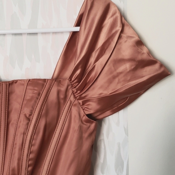 LOEL Off Shoulder High Split Long Formal Party Dress Evening Gown in Copper S - Picture 7 of 12